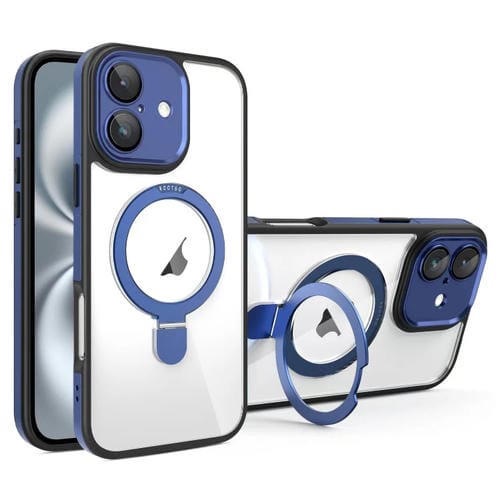 Funda Transparente con Soporte Magsafe para iPhone 16 (Negro) y Funda Transparente con Soporte Magsafe para iPhone 16 (Azul)