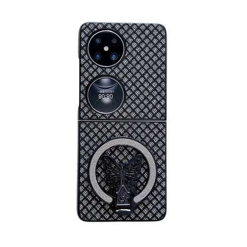 Funda para Teléfono Huawei P50 Pocket con Rombos y Diamantes para PC con Soporte (Negro)