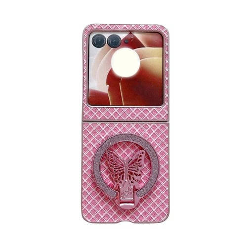 Funda para Teléfono Motorola Razr 50 con Soporte PC Diseño Rombos y Diamantes (Rosa)