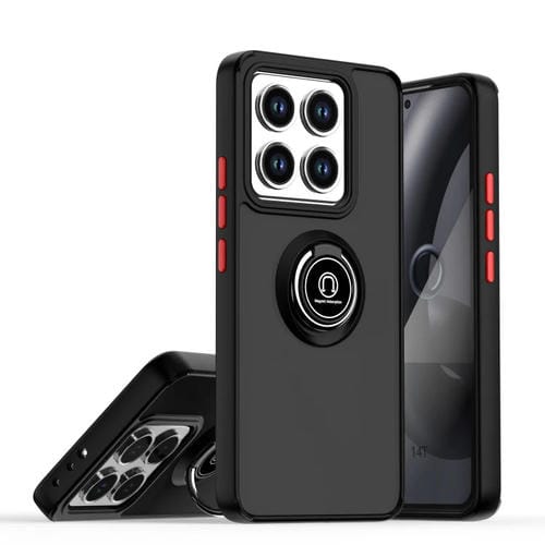 Funda De Tpu + Pc Con Anillo Para Xiaomi 14T Q Shadow 1 Series (Negro Y Rojo)