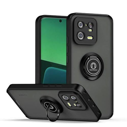 Funda de TPU + PC con anillo para Xiaomi 13 Pro Q Shadow 1 Series (Negro + Negro)