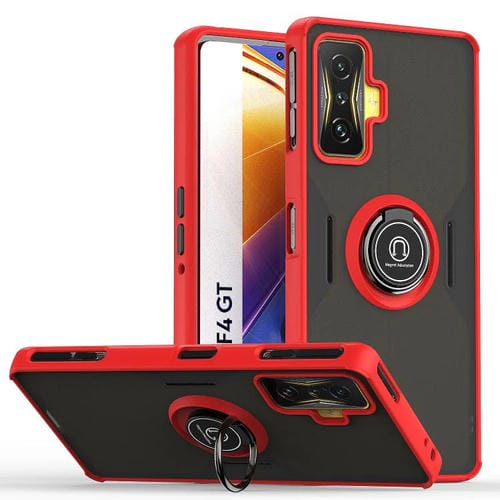 Funda de TPU + PC con anillo para Xiaomi Poco F4 GT Q Shadow 1 Series (roja)