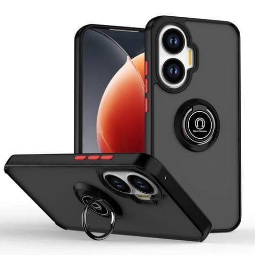 Funda de TPU + PC con anillo para Xiaomi Poco F7 Q Shadow 1 Series (negro y rojo)