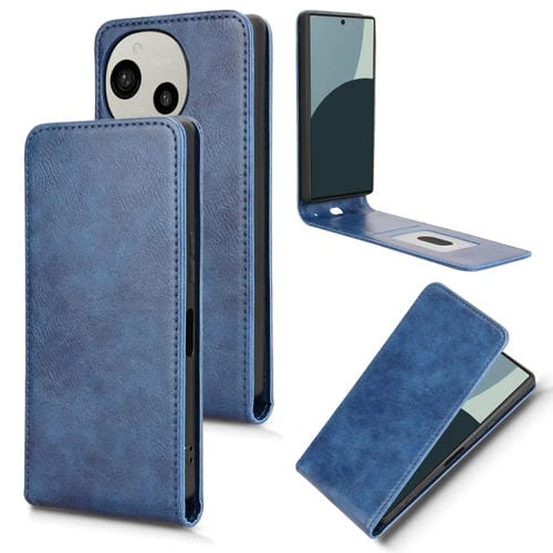 Funda de Cuero con Tapa Vertical Magnética para Sharp Aquos R9 (Azul)