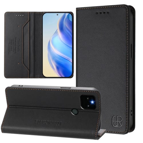 Funda de Cuero con Doble Pliegue y Succión Magnética Rfid para Google Pixel 5A Rc01 (Negra)