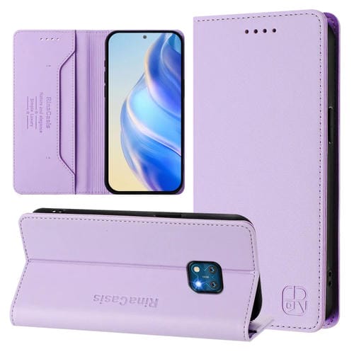 Funda de Cuero Rfid para Nokia Xr20 Rc01 con Doble Pliegue y Succión Magnética (Morado Claro)