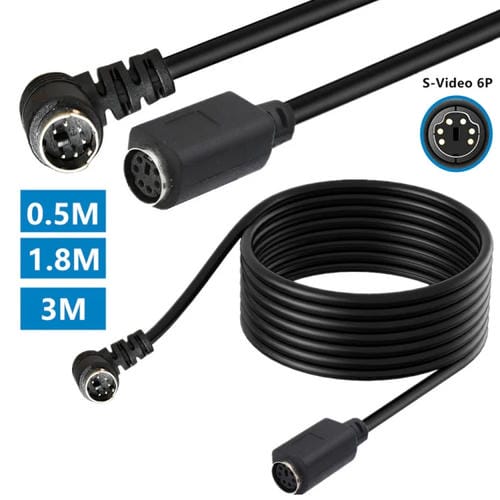 Cable de Extensión Mini Din 6 Pines 1,8 m (Codo Macho a Hembra)