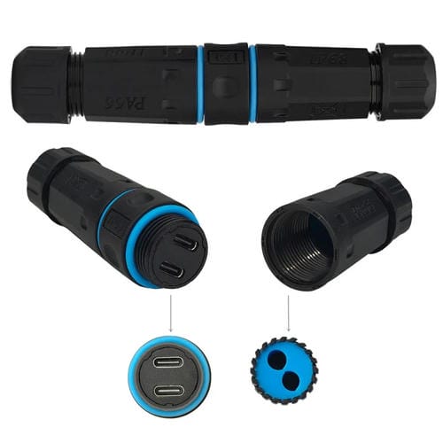 Adaptador de Acoplador Impermeable para Exteriores M20 con Conector Recto Tipo C de Dos Puertos y 10 Gbps