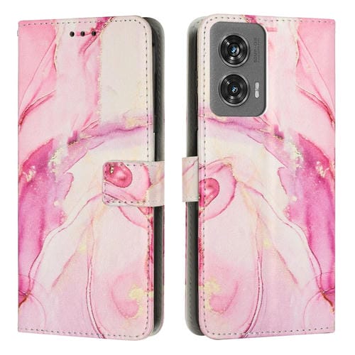 Funda de Cuero Motorola Moto G85/S50 Neo con Patrón Mármol Pintado (Oro Rosa)