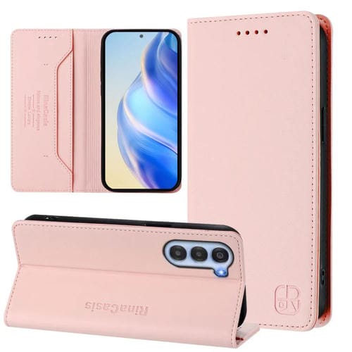 Funda de Cuero con Doble Pliegue y Succión Magnética RFID para ZTE Nubia S 5G A403Zt Rc01 (Rosa)