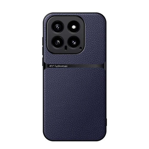 Funda Para Teléfono Xiaomi 14 Litchi De Piel Con Cobertura Total Magnética Y A Prueba De Golpes (Azul Marino)
