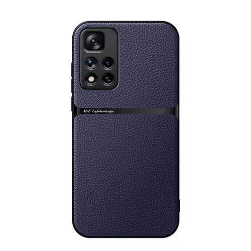 Funda para Teléfono con Tapa Magnética de Cuero Litchi y Protección Total Contra Golpes para Redmi Note 11 Pro 5G/Note 11 Pro+ 5G (Azul Marino)