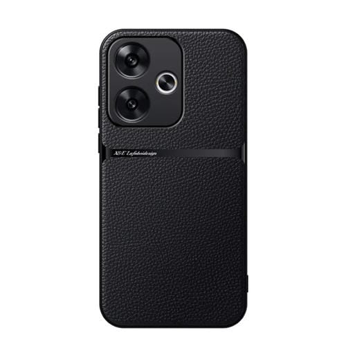 Funda de Teléfono a Prueba de Golpes con Cobertura Total Magnética de Cuero Litchi para Redmi Turbo 3 / Xiaomi Poco F6 (Negro)