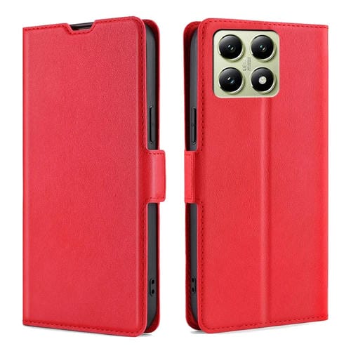 Funda De Cuero Con Tapa Horizontal Y Hebilla Lateral Ultrafina Para Xiaomi 14T 5G (Rojo)