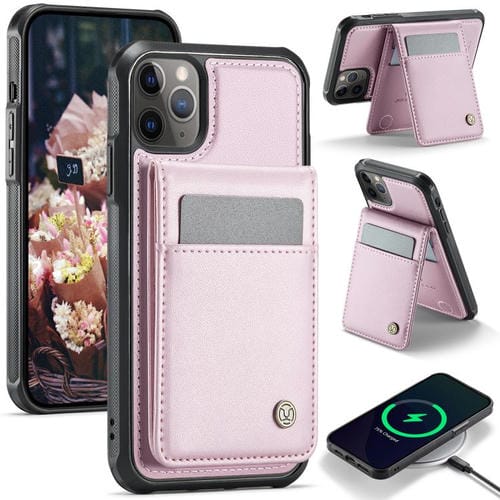Estuche para Teléfono Pu Jeehood J06 Tarjetero Rfid Magsafe Estilo Britånico para iPhone 11 Pro (Rosa)