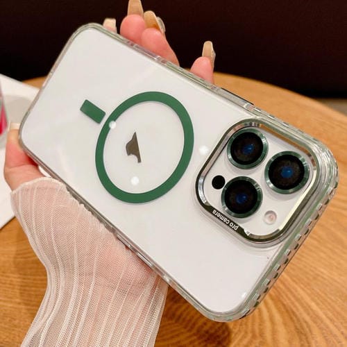 Funda Transparente Magsafe para iPhone 11 Pro con Película para Lente (Verde)