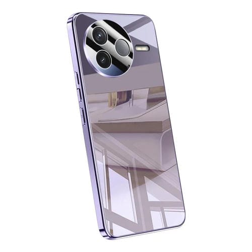 Funda para Teléfono a Prueba de Golpes con Cobertura Total y Revestimiento de Cristal de Hielo Galvanizado para Redmi K80 Pro (Morado)