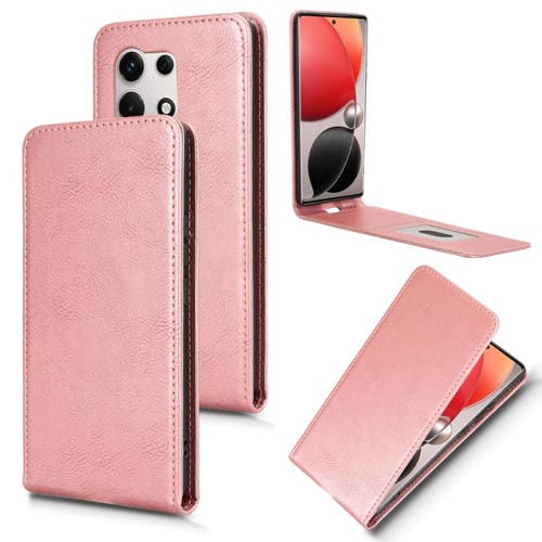 Funda de Cuero con Tapa Magnética Vertical para Itel S25 Ultra (Oro Rosa)