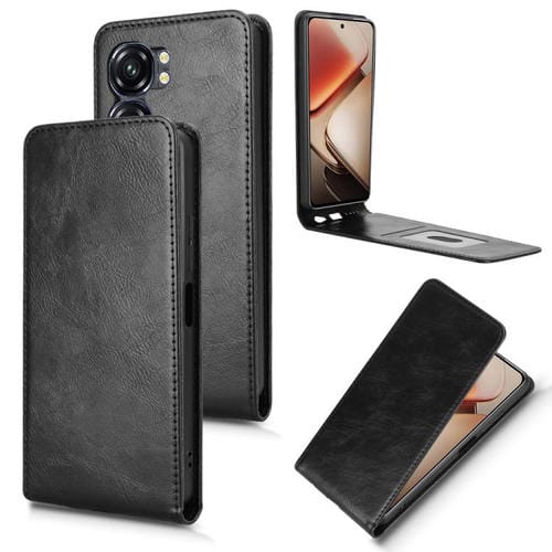 Funda de Cuero con Tapa Vertical Magnética para Teléfono Oukitel C58/C58 Pro (Negra)