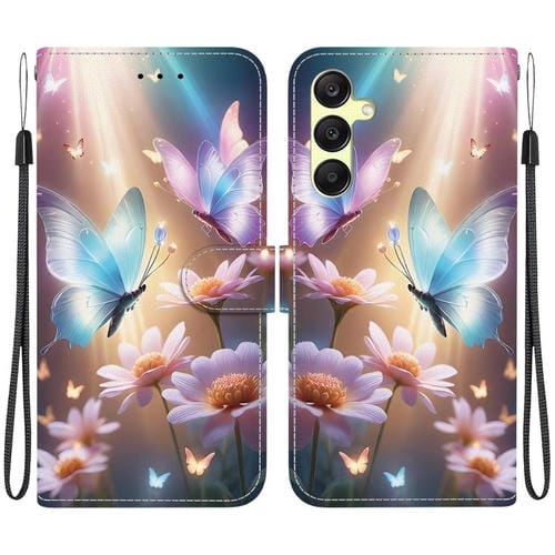 Funda de Cuero Samsung Galaxy A25 5G Dibujo Colores Textura Cristal (Mariposa Amor Flores)