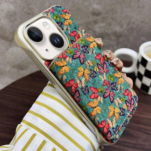 Funda para iPhone 15 Denior D24 Paint con Ranura para Tarjeta Magsafe (Mariposas Azules)