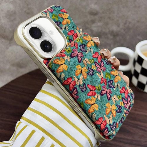 Funda para iPhone 16 Plus Denior D24 Paint con Ranura para Tarjeta Magsafe (Mariposas Azules)