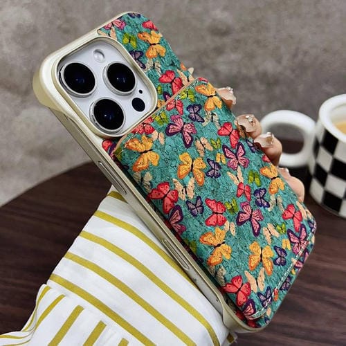 Estuche para iPhone 16 Pro Denior D24 Paint con Ranura para Tarjeta Magsafe (Mariposas Azules)