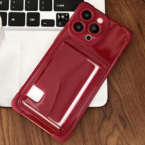 Funda TPU con Ranura para Tarjeta Lateral para iPhone 14 Pro Max (Rojo)