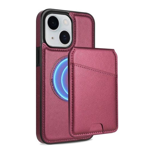 Funda para Teléfono Magsafe iPhone 15 con Tarjetero Desmontable (Rojo Vino)
