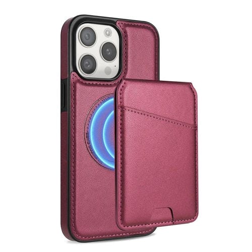 Funda para Teléfono Magsafe iPhone 11 Pro con Tarjetero Desmontable (Rojo Vino)