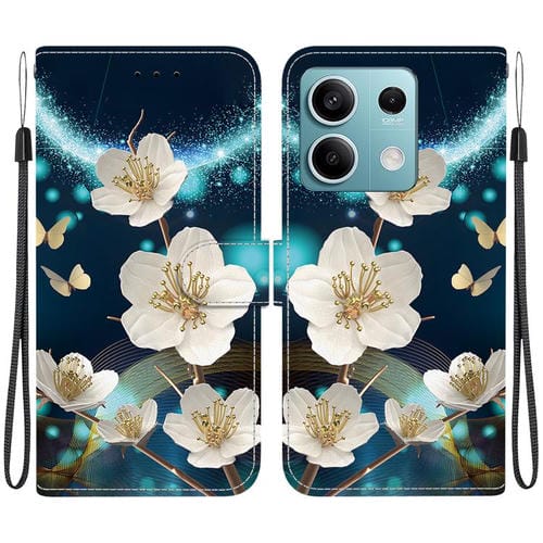 Funda de Cuero con Dibujo de Colores y Textura de Cristal para Redmi Note 13 5G (Magnolia)