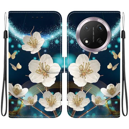 Funda de Cuero Honor X9C con Dibujo de Colores y Textura de Cristal (Magnolia)