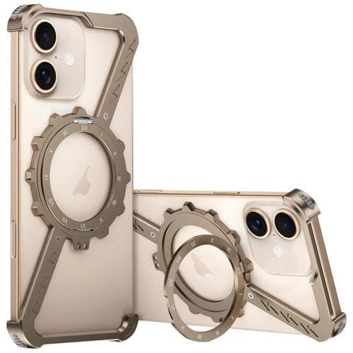 Funda para Teléfono iPhone 16 Plus Soporte 360 Grados Forma Z (Dorado Desierto)