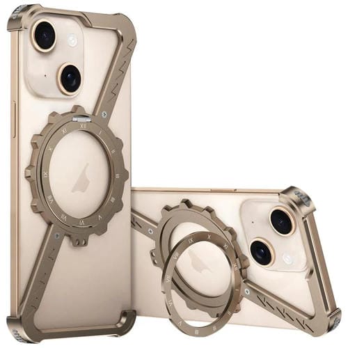 Funda para Teléfono con Soporte 360 Metal sin Marco en Forma de Z para iPhone 13 Magsafe (Dorado)