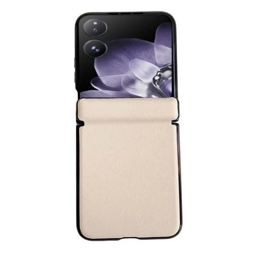 Funda de Cuero con Textura de Color Sólido y Eje Magnético Integrado para Xiaomi Mix Flip (Beige)