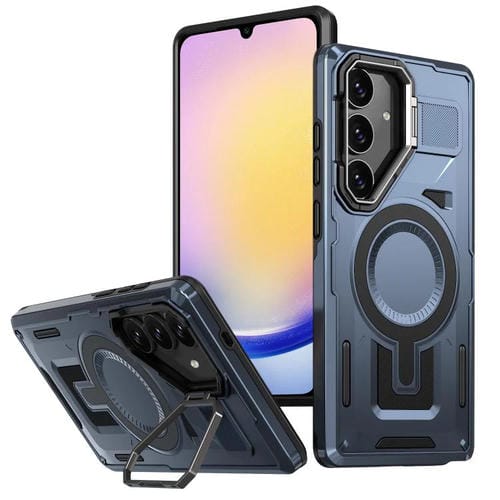 Funda para Teléfono Samsung Galaxy A25 5G con Marco Hueco y Soporte Magsafe (Azul Marino)