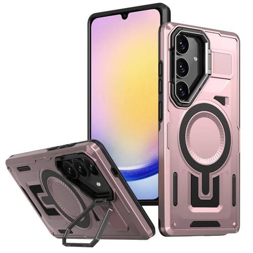 Funda para Teléfono Samsung Galaxy A25 5G con Marco Hueco y Soporte Magsafe (Oro Rosa)