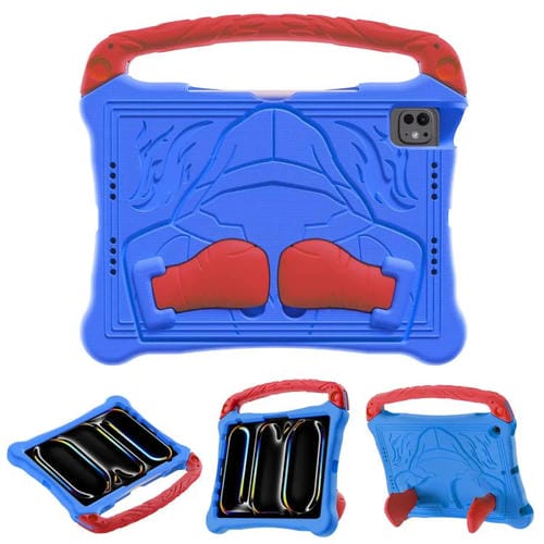 Funda Eva para iPad Pro 11 (2024) a Prueba de Golpes con Soporte y Correa (Azul y Rojo)
