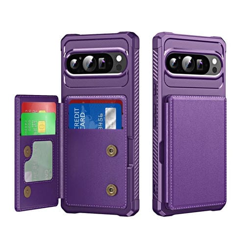 Funda de Cuero con Tapa Horizontal para Google Pixel 9 y 9 Pro (Morado)