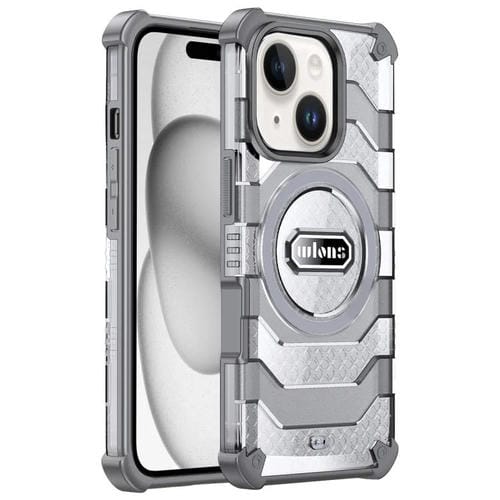 Funda híbrida TPU y PC Wlons Serie Explorer con MagSafe para iPhone 15 (Gris)