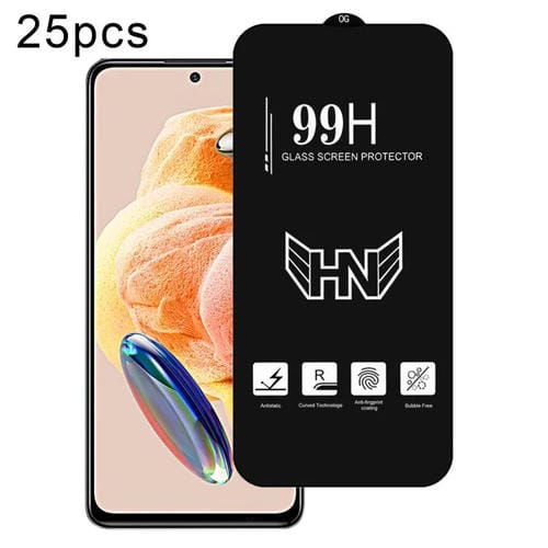 Para Redmi Note 12 Pro 4G 25 Piezas de Película de Vidrio Templado de Pantalla Completa de Arco Grande de Aluminio Alto
