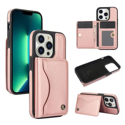 Funda para iPhone 11 Pro Max Awquer Cuero con Tapa Horizontal para Tarjetas y Soporte (Oro Rosa)