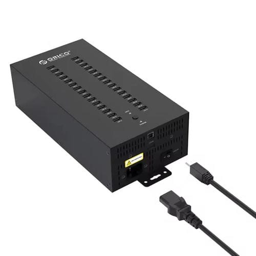 Concentrador USB 2.0 Orico IH30P de Grado Industrial de 30 Puertos con Enchufe de la UE (Negro)