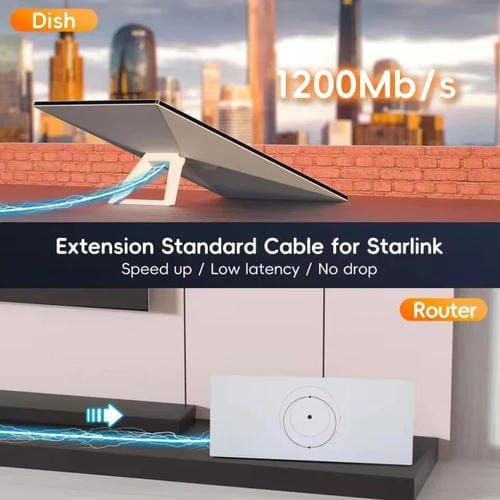 Cable de Conexión Ethernet Starlink Gen3 Cat6 1000 Mbps SL301 5 Metros (Gris Oscuro)