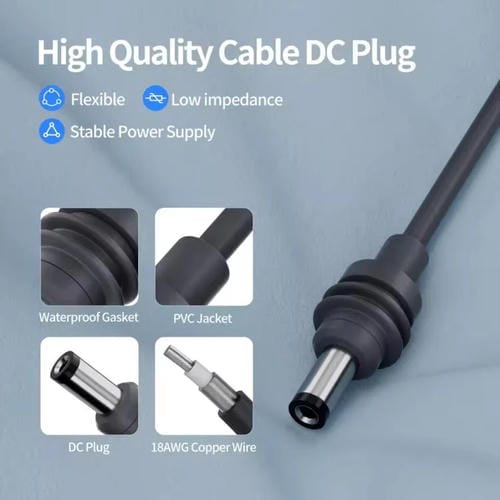 Cable de Alimentación Impermeable SL202 Starlink Mini para Encendedor de Automóvil, 5 Metros (Gris Oscuro)