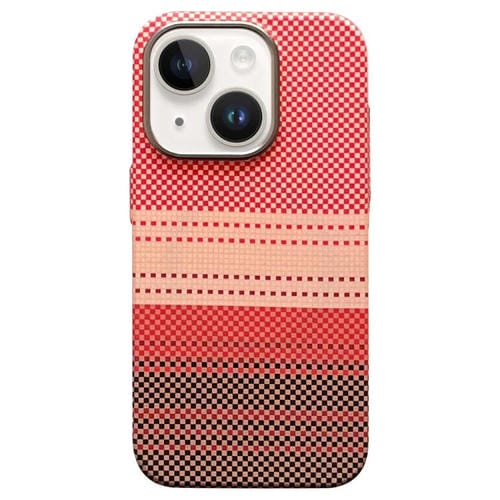 Estuche para Teléfono Magsafe iPhone 14 Plus Marco de Protección de Lente Metal (Naranja Atardecer)