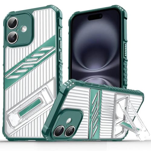 Funda Híbrida TPU y Policarbonato con Soporte para iPhone 16 Plus (Verde Oscuro)