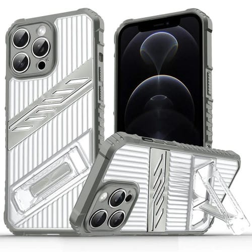 Funda híbrida TPU para iPhone 12 Pro con soporte para PC (Gris Espacial)