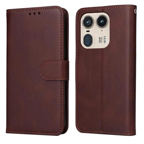 Funda de Piel de Becerro con Tapa para Motorola Edge 50 Ultra/X50 Ultra (Marrón)