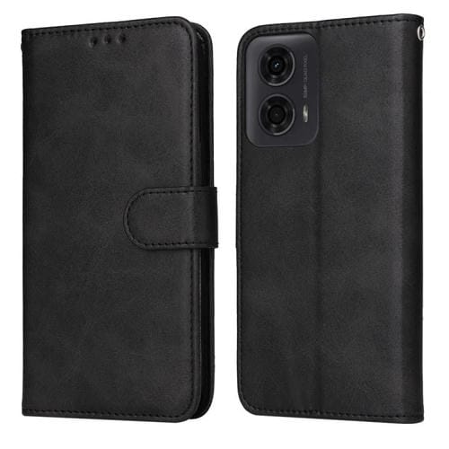 Funda Piel Sintética con Tapa para Motorola Moto G04/G04S/G24/E14 (Negra)